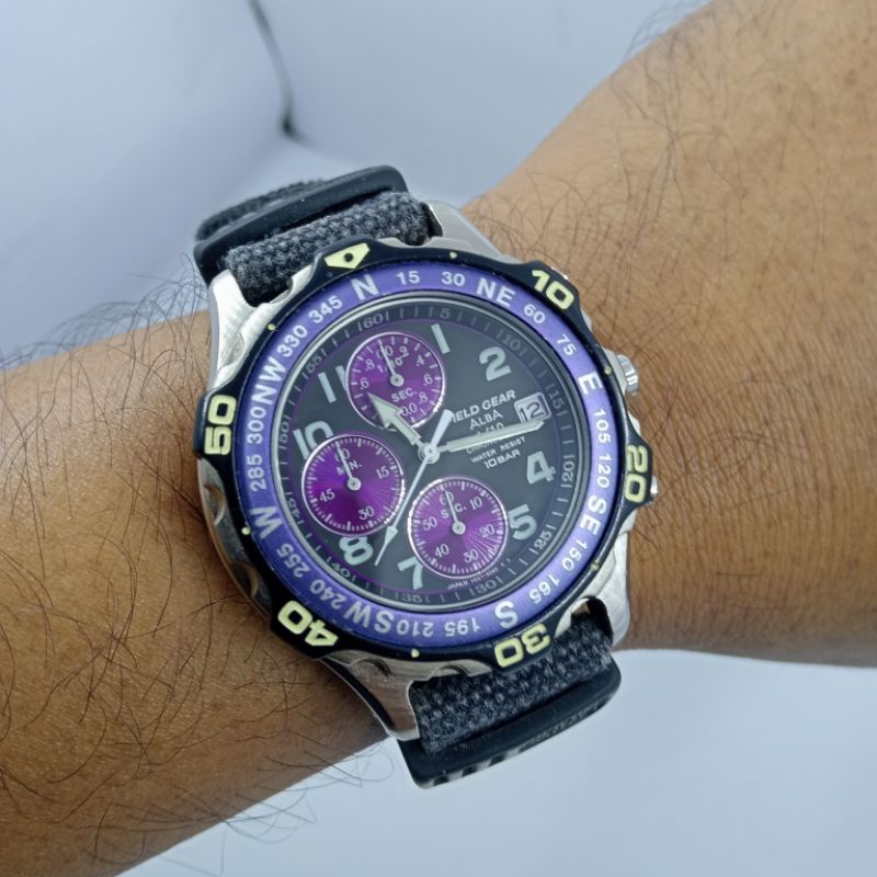 jam tangan vintage Alba field gear chronograph