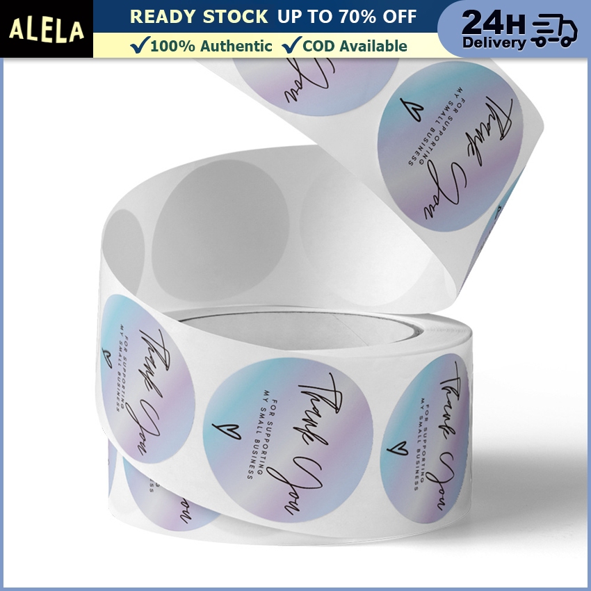 

1 Roll 500 Pcs Sticker Label Hologram Bulat 2.5cm Thank You Terima Kasih