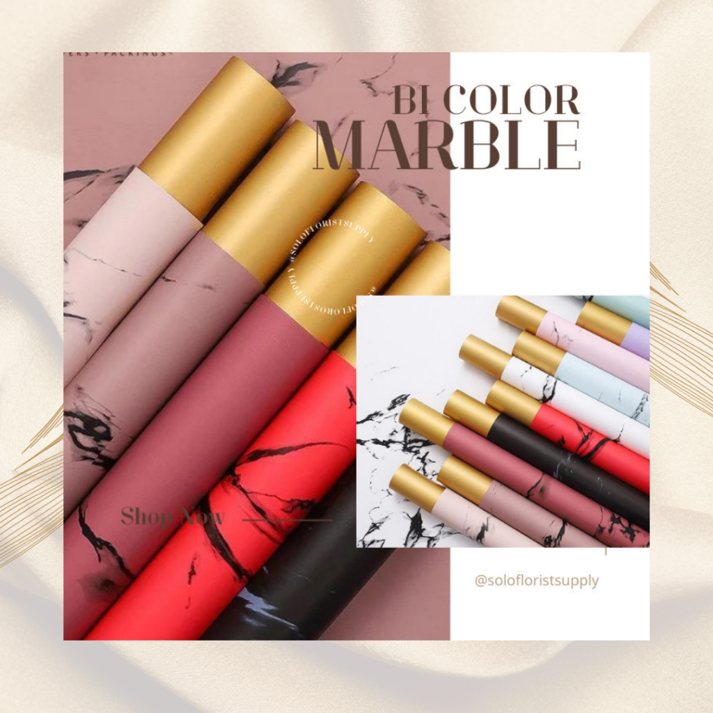 

WRAPPING PAPER MARBLE BI COLOR GOLD Flower Wrapping Paper Golden Marble Cellophane Kertas Buket Mot