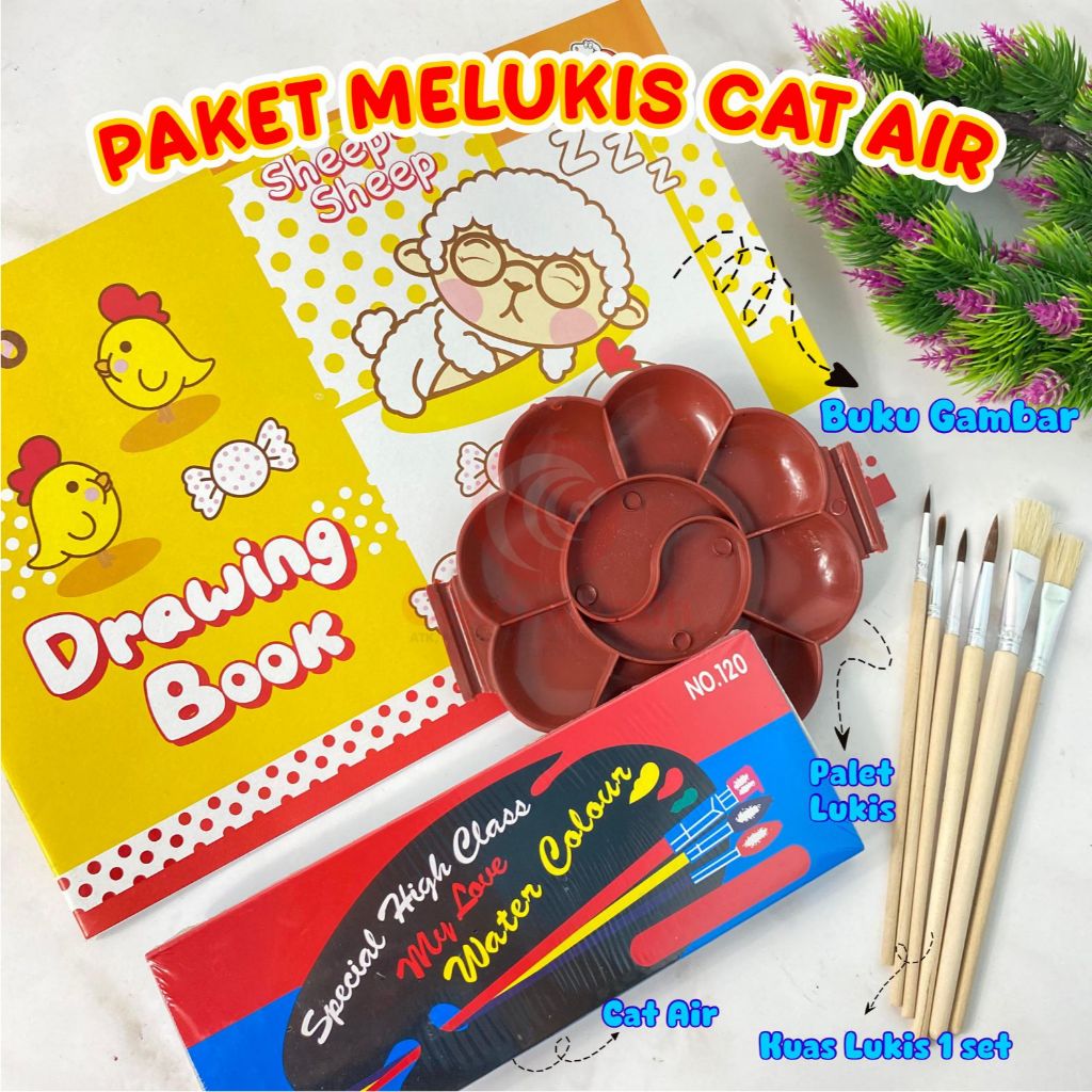 

PAKET MELUKIS CAT AIR + BUKU GAMBAR + KUAS + PALET CUSTOM