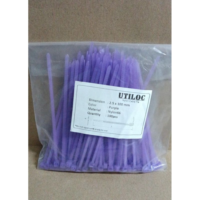 

9639 insulok kabel tali ties tis 10cm 10 cm 100mm 100 mm nylon ungu purple 100pcs