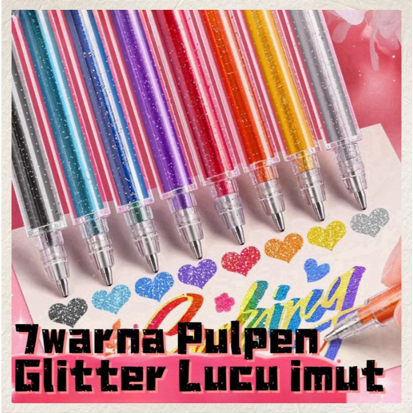 

[COD] Pena Warna Warni Pulpen lucu Glitter 1 Sse 7 Warna Aesthetic highlighter perlengkapan sekolah