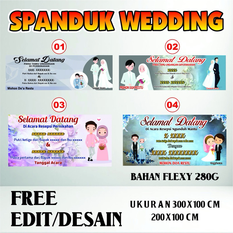 Spanduk Banner Wedding Pernikahan Akad Nikah Ngundu Mantu FREE Desain dan Custom