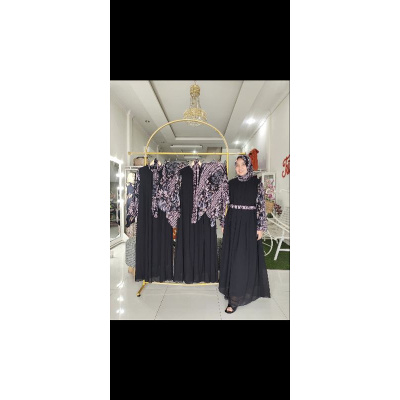 gamis ceruty set hijab segi empat