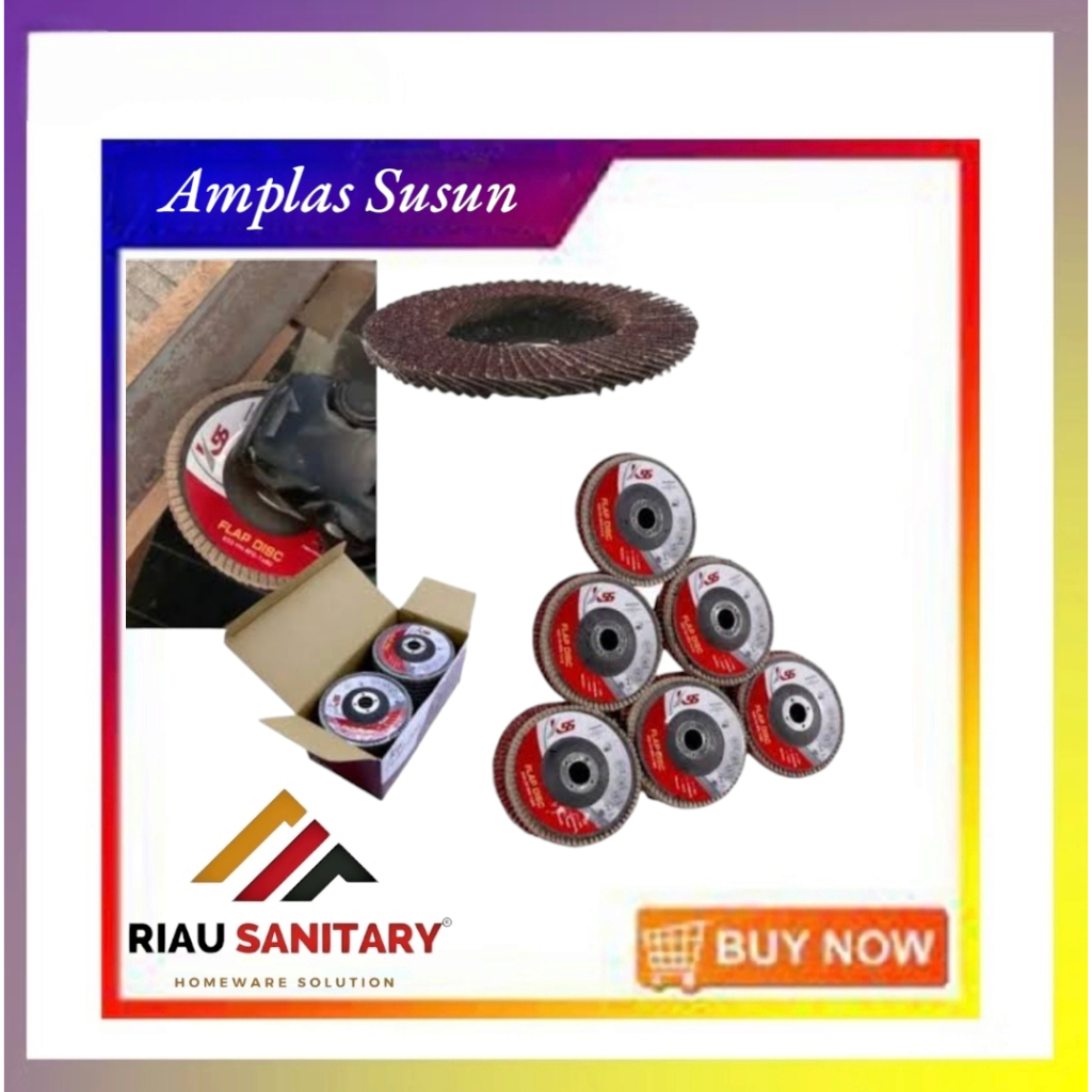 Amplas Susun Gerinda 4” | Amplas Roda Gerinda Kayu Besi Flap Disc | Grit Halus Kasar
