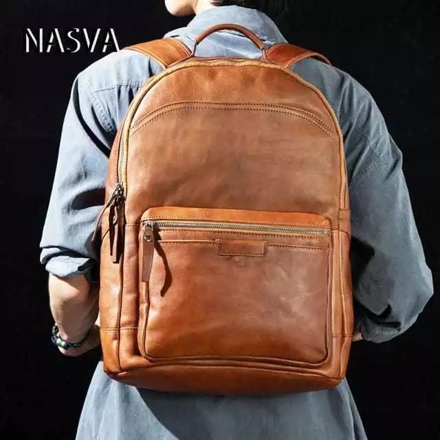 Tas Punggung Pria Kulit -Tas Ransel Laptop pria/wanita kulit sapi garut
