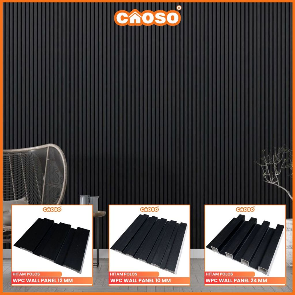 Wpc Wall Panel Hitam Polos 3 Meter 300cm | Wallpanel Pvc Dinding | Wood Panel Dinding Caoso.id
