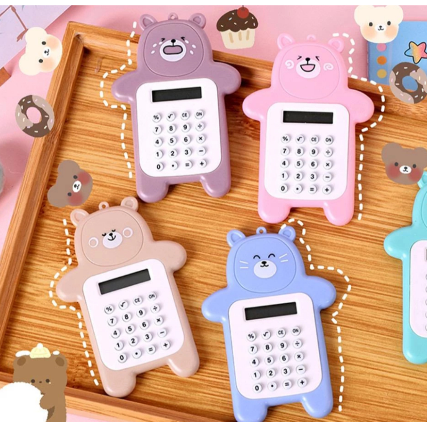 

KIalkulator Mini Motif Bear Kalkulator 8 Digit Mini Portable Motif Beruang Tombol Karet/Sekolah/Stationary Import Warna Unik kalkulator