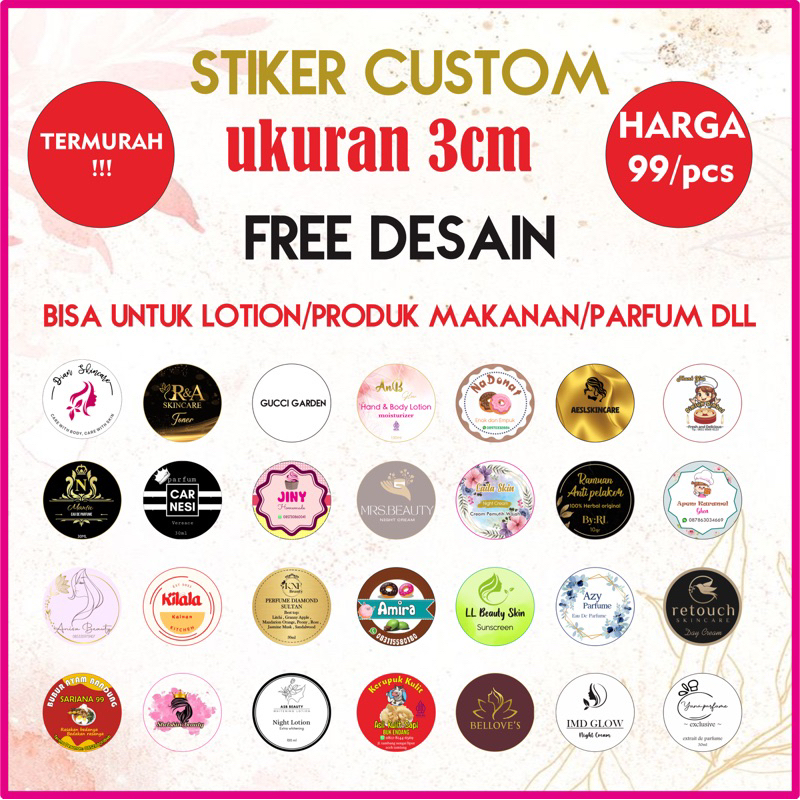 

TERMURAH Stiker Custom Ukuran 3cm Harga 99/pcs