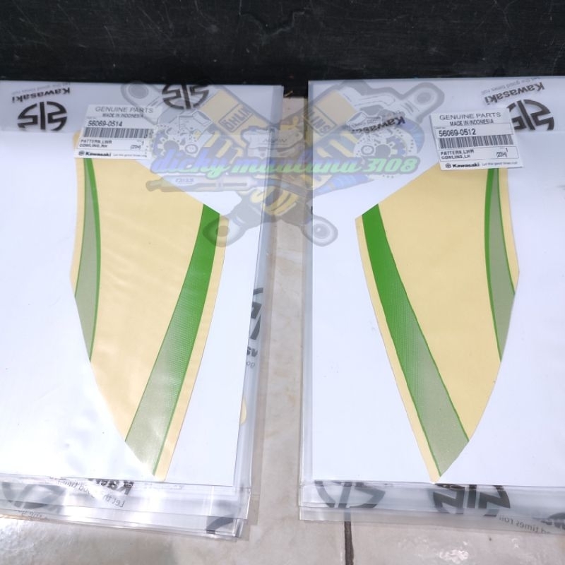 STICKER STIKER STRIPPING STRIPING FAIRING SAMPING KIRI KANAN HIJAU NINJA RR OLD 2010-2011 ORIGINAL