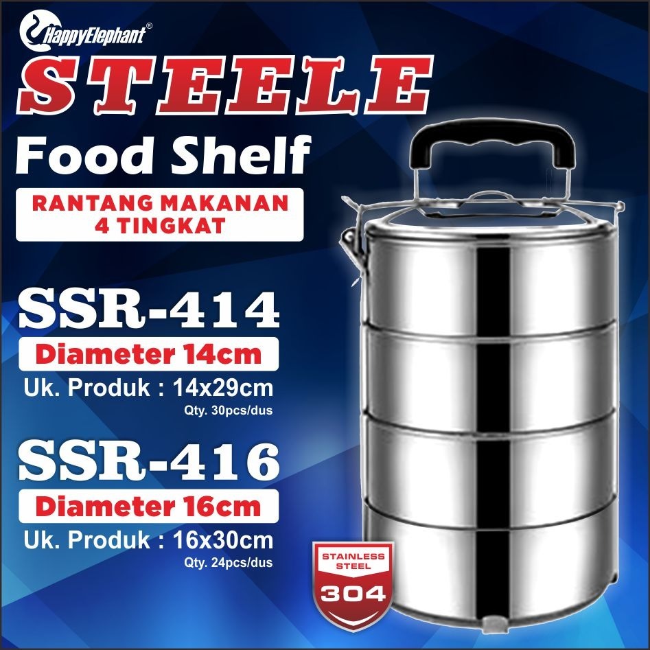 RANTANG MAKANAN STAINLESS STEEL 4 TINGKAT
