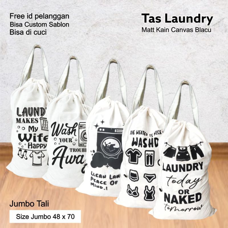 Tas laundry KANVAS POLOS dan CUSTOM SABLON