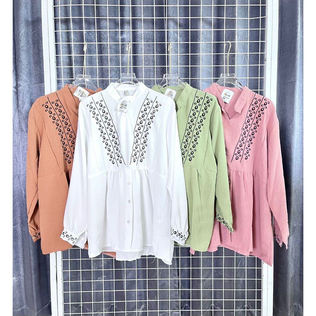 BLUS CRINKLE BORDIR // BLUS KRINKLE// ATASAN WANITA BAHAN CRINKLE