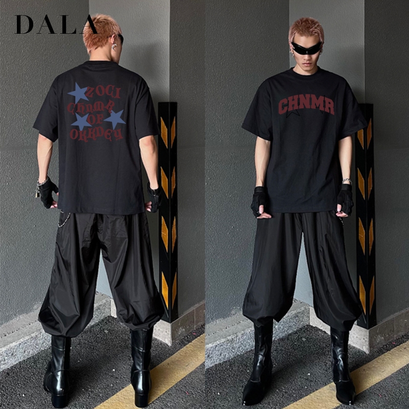 [✅COD] DALA  Kaos Raglan Pria Three Garis / Oversize Vintage kaos garis Letter Star Print / baju dis