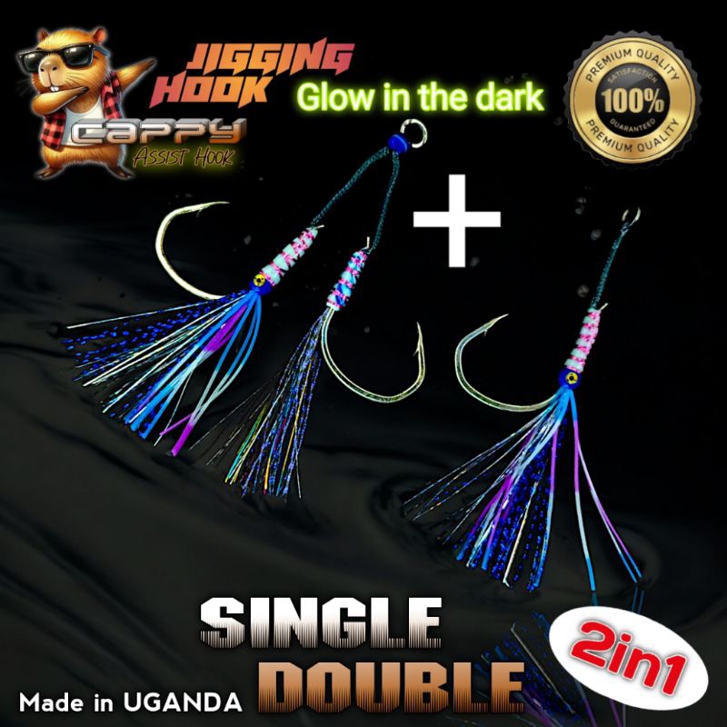 TERMURAH 2in1 Single + Double Assist pike Hook 4/0