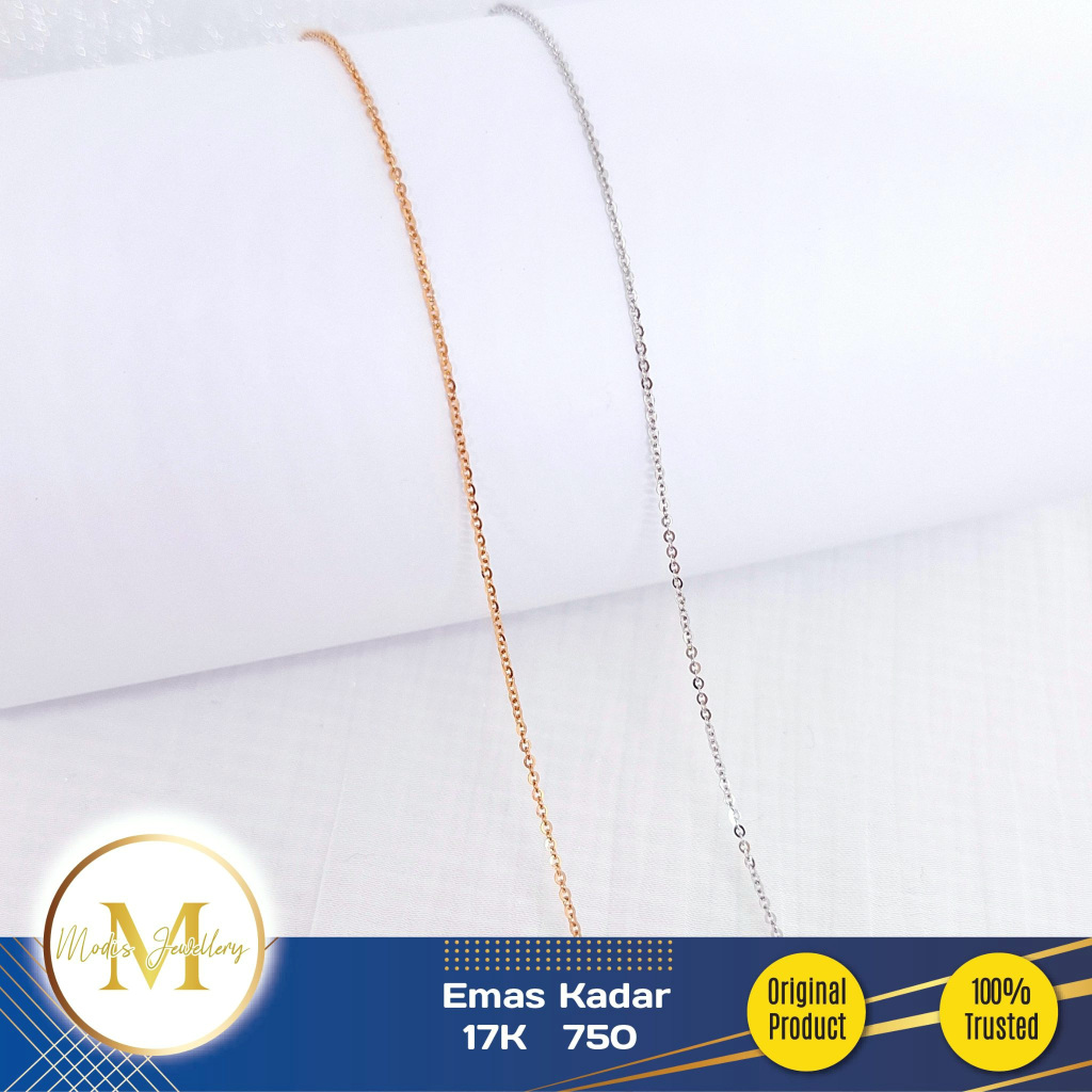 MODIS JEWELLERY - Kalung Serut Nori Putih Rosegold  - Emas 17k 750