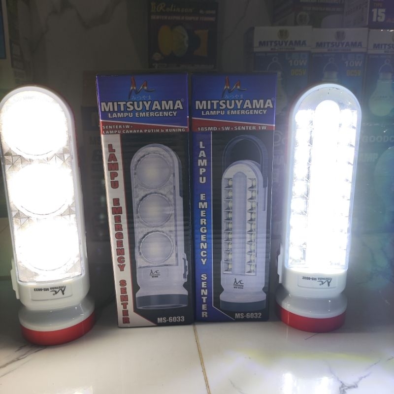Mitsuyama Lampu Emergency/Senter Emergency MS6032/MS6033 Bisa Charge Atau Pakai Baterai AA