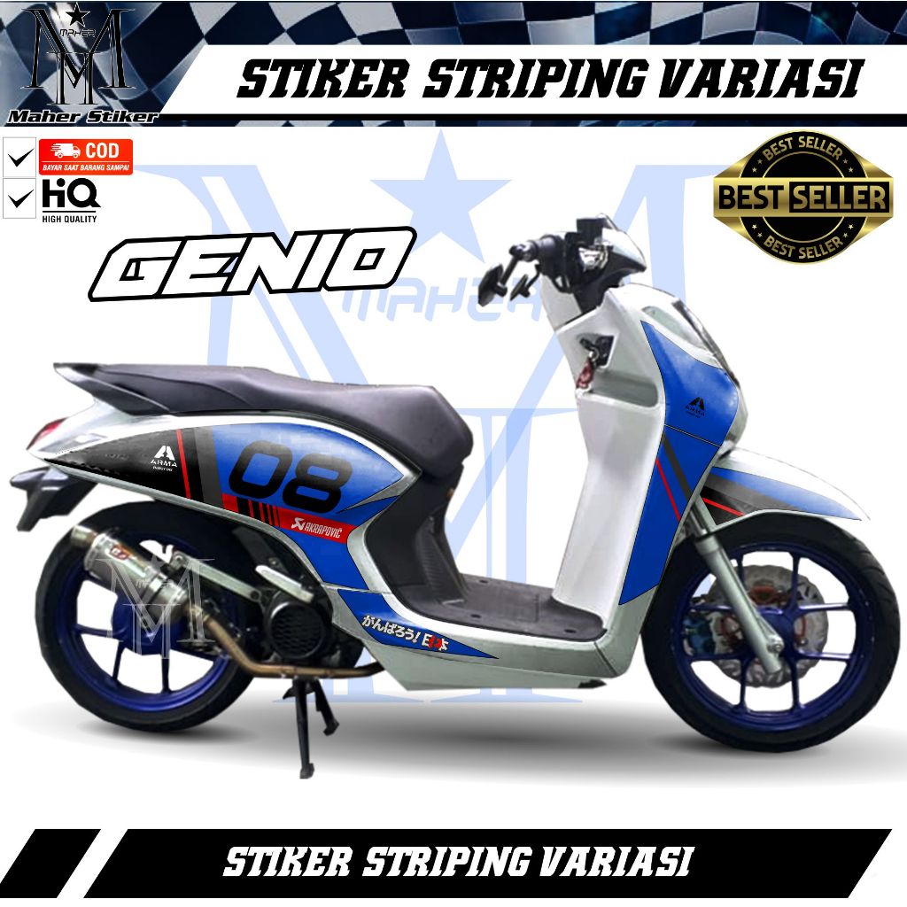Stiker Striping Genio Variasi Cafe Racer