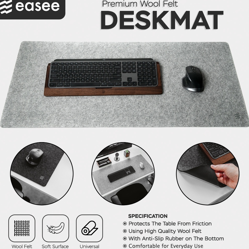 Tren Kekinian easee Premium Wool Felt Deskmat  Large Deskpad  Mousepad Felt