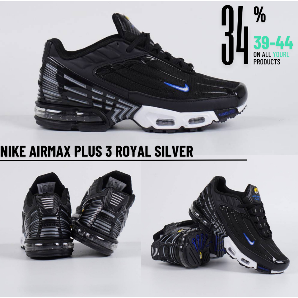 Sepatu Nike Airmax Plus 3 Black Royal Silver BNIB