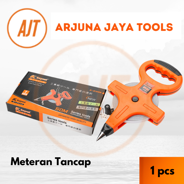 Kapusi K-0395 Meteran Tancap 50 Meter Original 100% – Meteran Gulung Tanah Fiberglass Roll Survey Ba