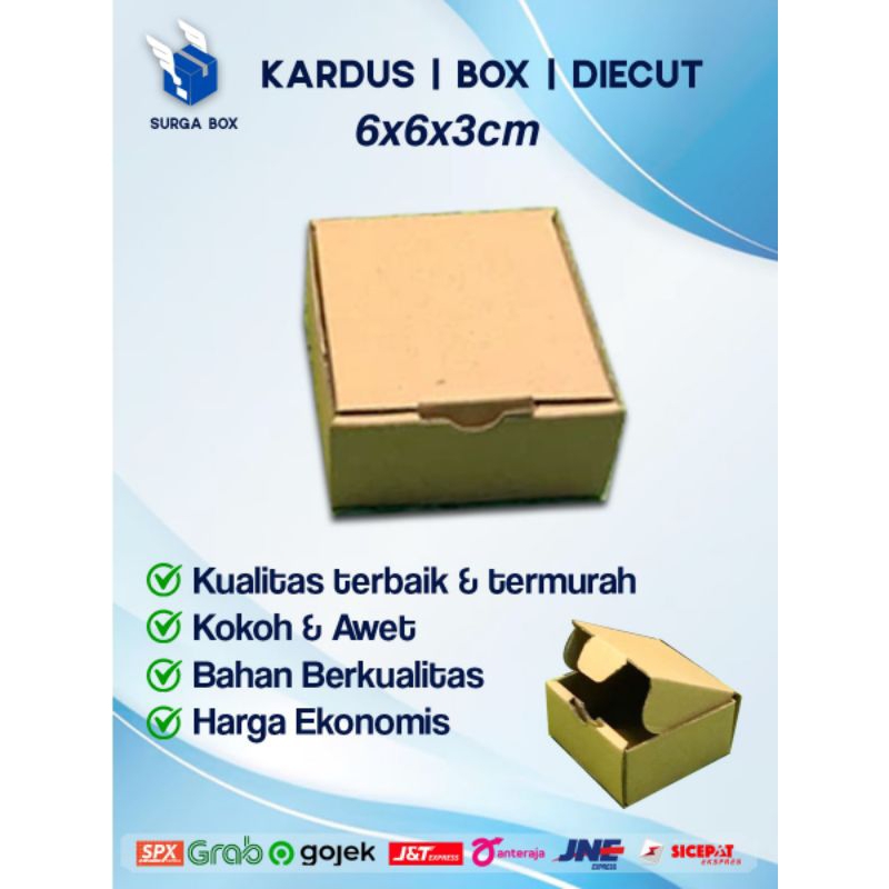 

kotak kardus karton Uk. 6x6x3 cm.....Die Cut