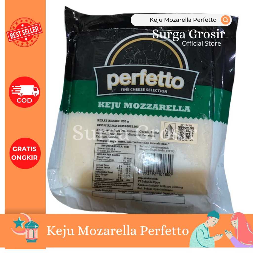 

Keju Mozarella Perfetto 250gr Original!! expired terbaru