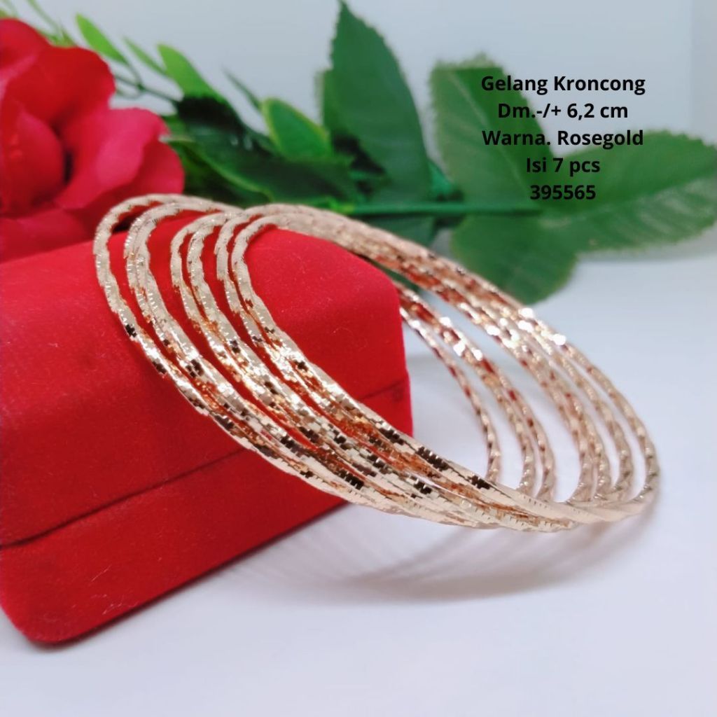 Gelang Tangan Kroncong Wanita Titanium Xuping Perhiasan Aksesoris Fashion Lapis Emas 1set isi 7pcs