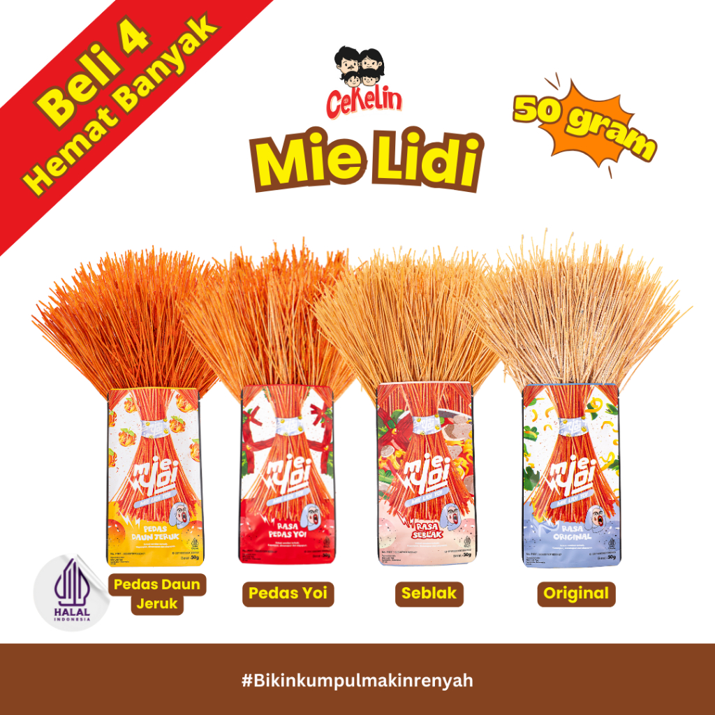 

CEKELIN Cemilan Mie Lidi - 50gr Beli 4 Hemat Banyak