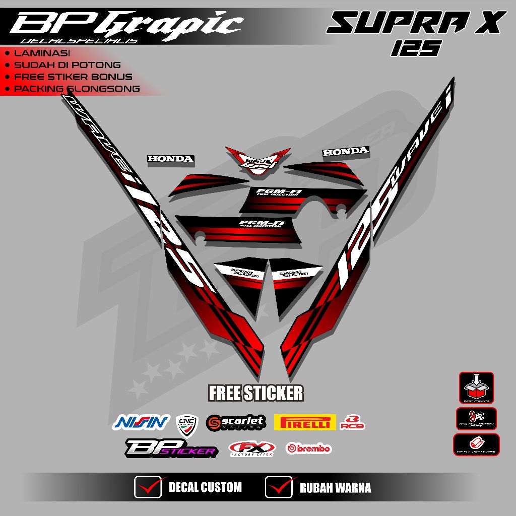 STRIPING STIKER SUPRA X 125 STIKER STICKER LIST VARIASI STRIPING  TEMA STRIP SIMPLE KODE KPH 001