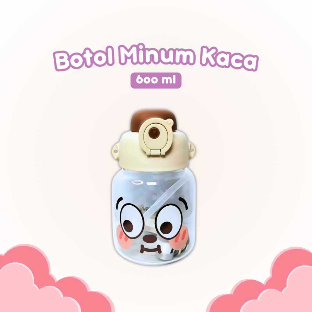 Botol Minum Kaca 600 ml Free Tali