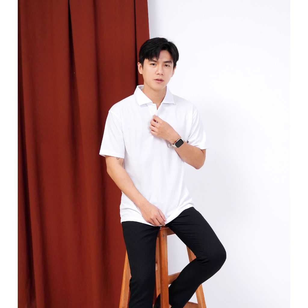 Kaos Kerah Polos Lengan Pendek Warna Putih - Kaos Kerah UNISEX - Kaos Kerah Pendek Putih Polos