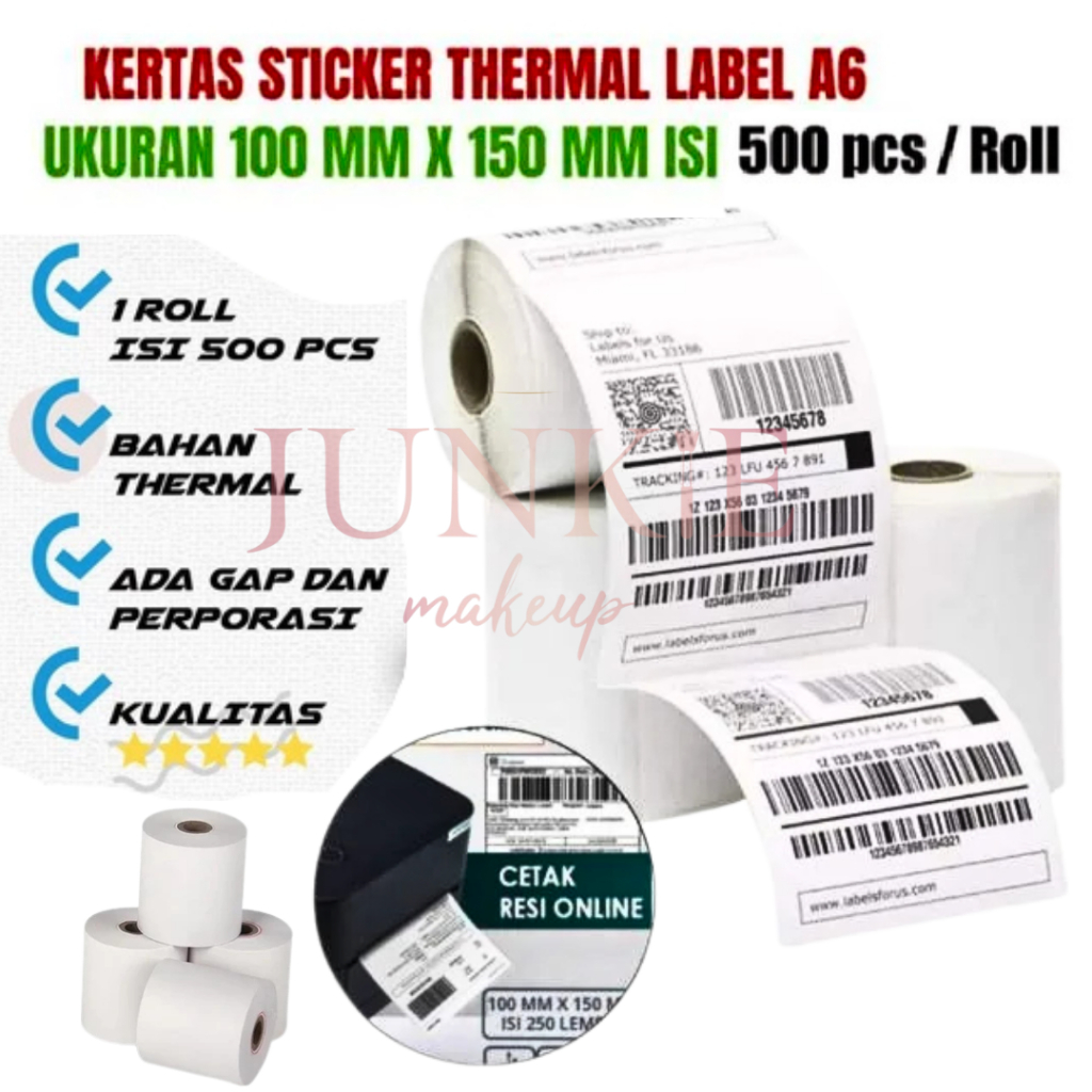 

- Kertas Thermal 100x150 isi 500 | Kertas Label | Kertas Label Stiker Anti Air | Perlengkapan 100% ORIGINAL