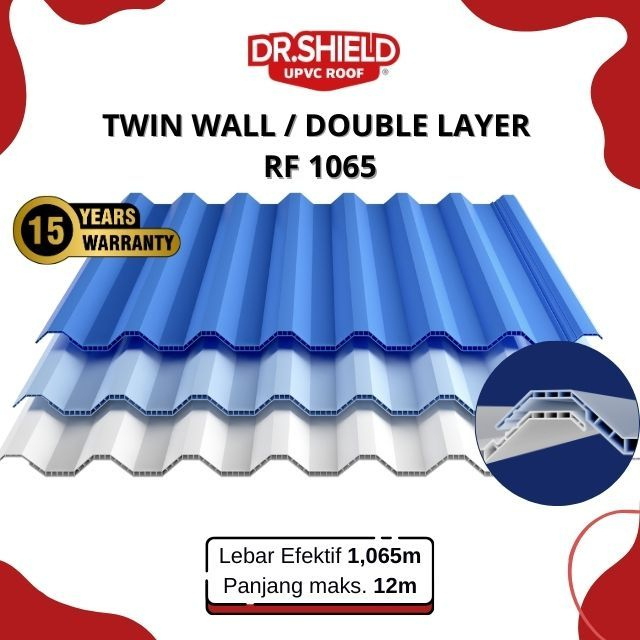 Atap UPVC DR.SHIELD Twinwall / Double layer RF 1065 Premium Lebar 1 Meter