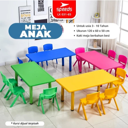 

SPEEDS Meja Belajar Anak Rectangular Kin Kids Table Meja Persegi Panjang TK Paud Colorful Kids Table Warna Warni 031-65