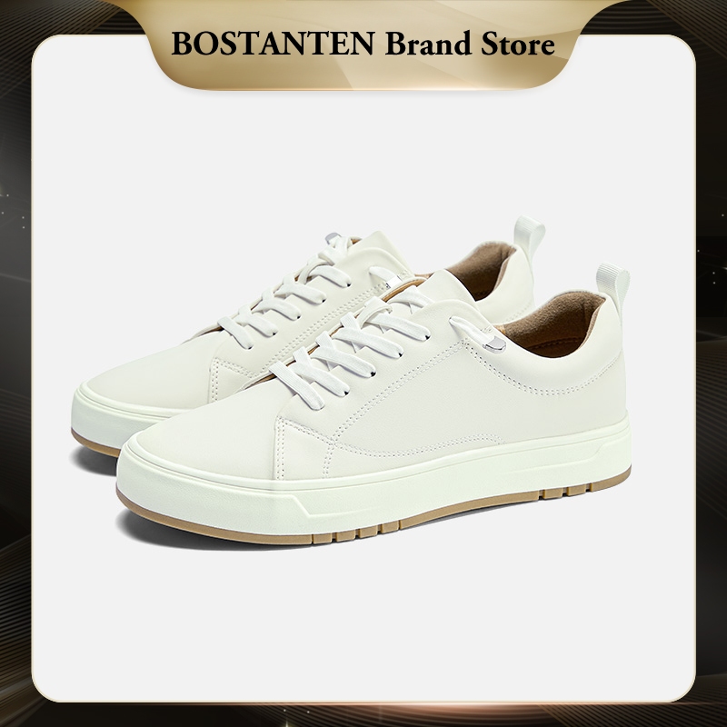 Bostanten Sepatu Pria Putih Sneakers KulitPU Sport Shoes Sepatu Jalan Sekolah Cowok Keren BSX3124304