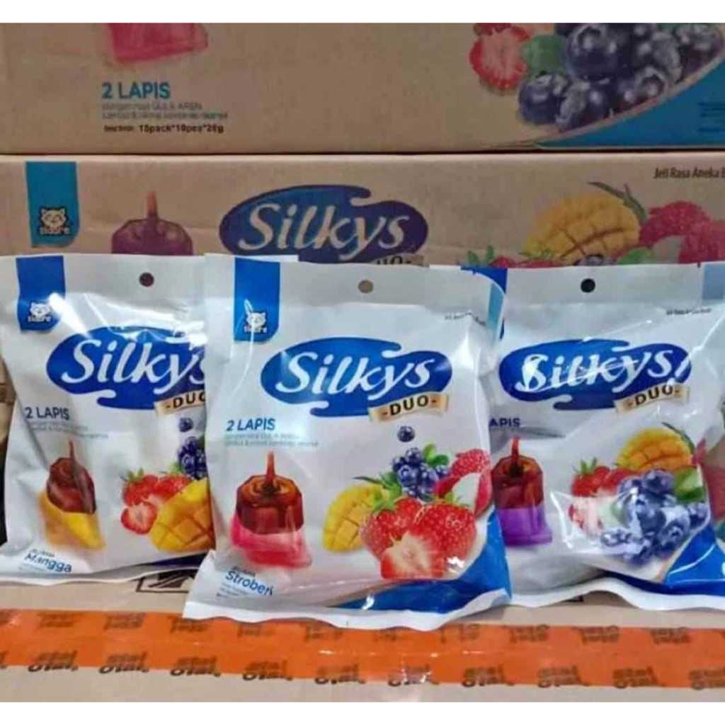 

Silky Duo Jelly Aneka Rasa Buah Blueberry Mangga Strawberry 1pak isi 10pcs