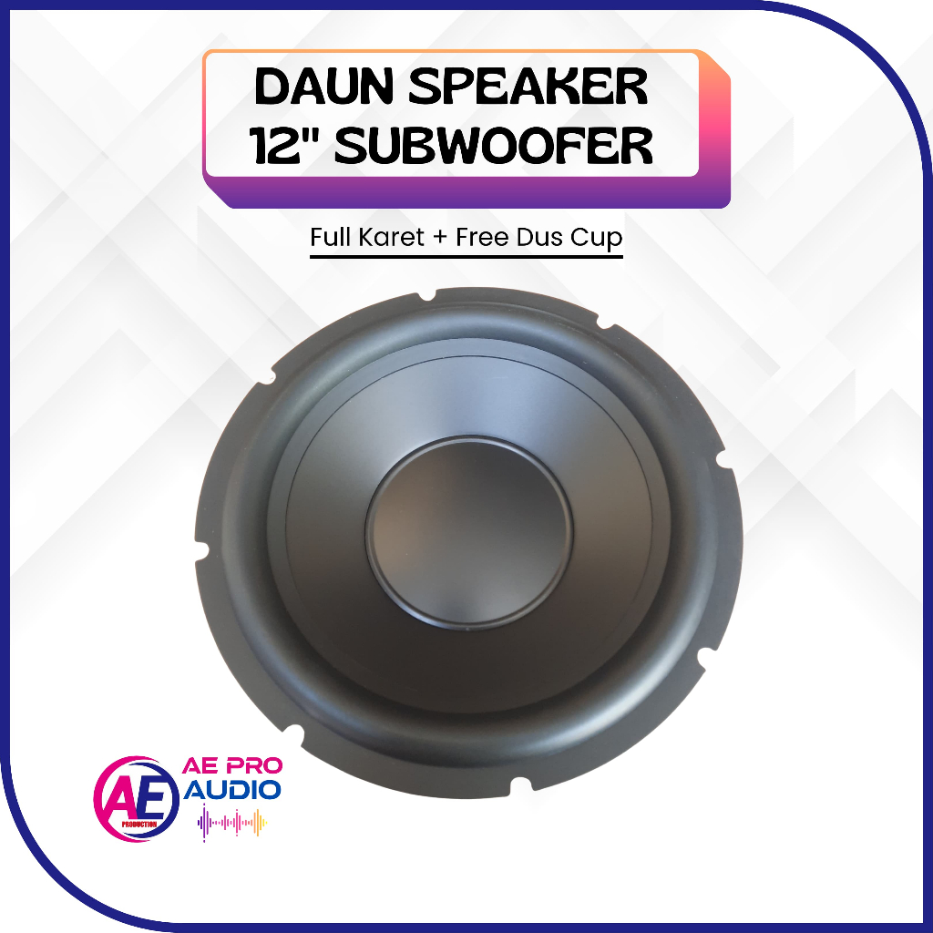 Daun Speaker Subwoofer 12 inch Full Karet Free Dus Cup