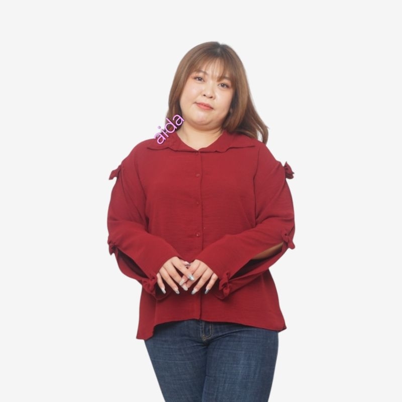 Atasan Blouse Oversize Lengan Pita Blus Kekinian Kemeja Wanita Ld120 Cringkel Hijab Muslimah Cod