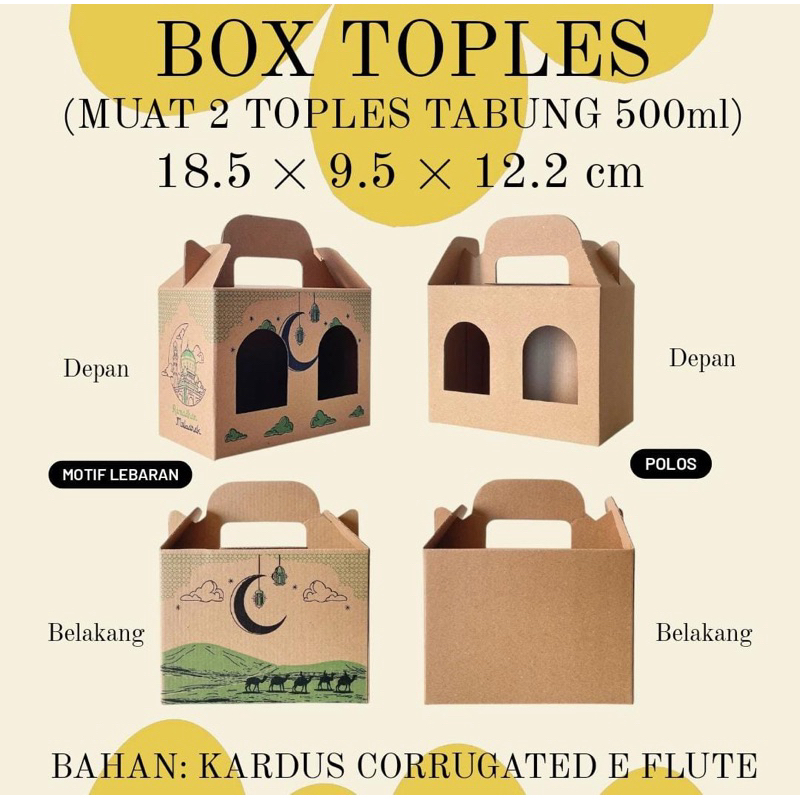 

(MIN ORDER 10 PCS) BOX TOPLES TABUNG 500ml / GABLE BOX 18.5x9.5x12.2 / DUS HAMPER LEBARAN IDUL FITRI NATAL