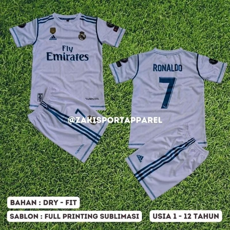 Baju bola Anak madrid / Setelan Anak madrid Retro / jersey madrid2017/18 pakaian sepak bola anak jer