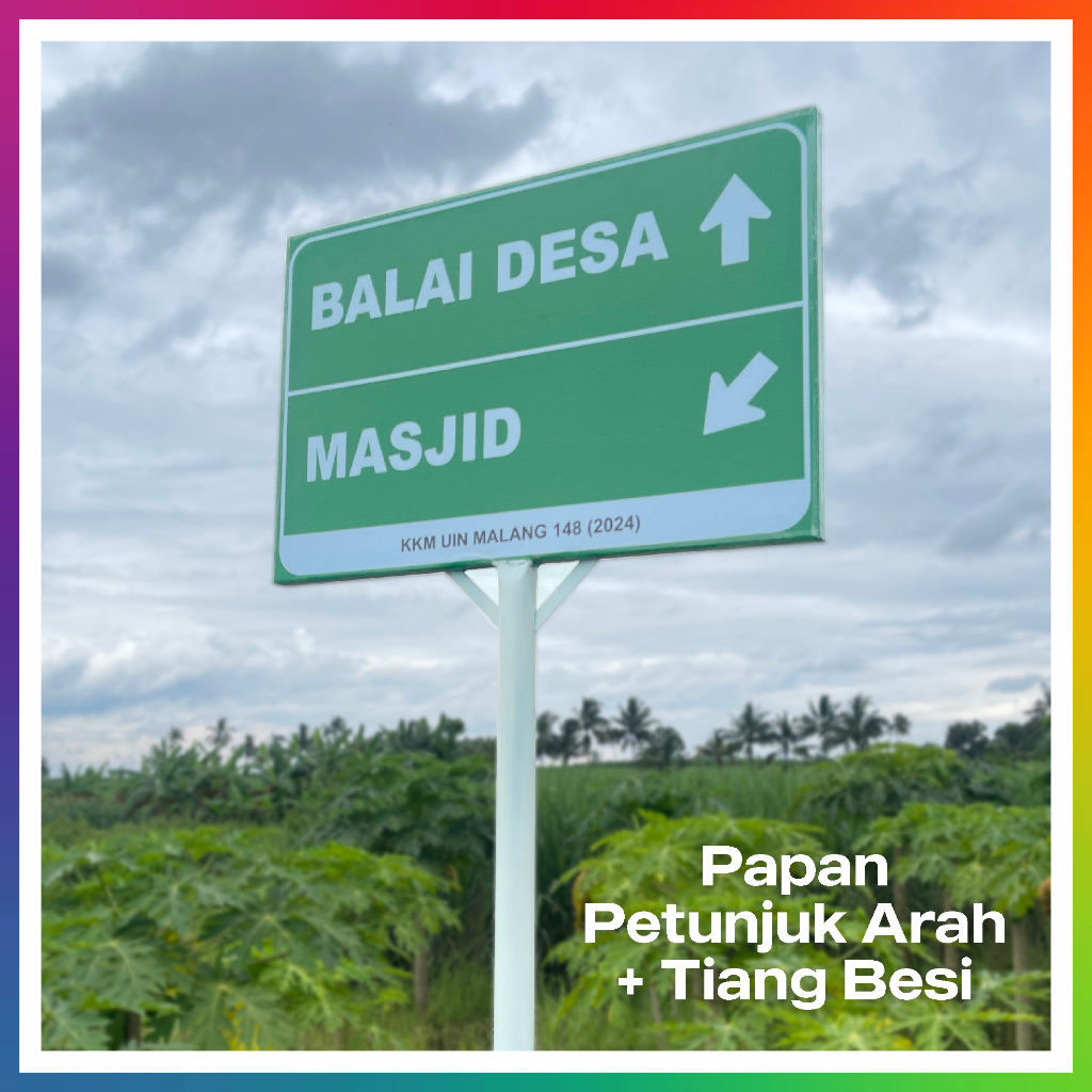 Plang Papan Jalan Petunjuk Arah / Toko 60 x 40 + Tiang Besi