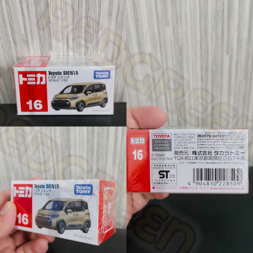mainan anak diecast miniatur scale 1/60 Tomica 16 Toyota Sienta