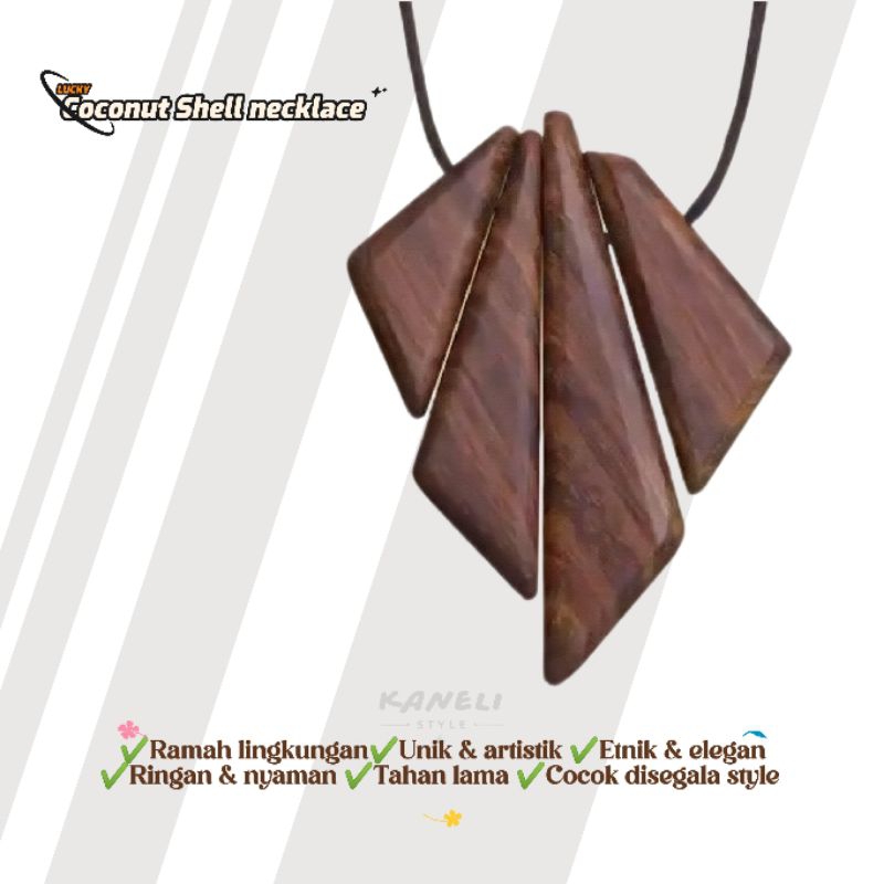 Kalung geometris/Kalung etnik/Coconut necklace/Kalung kelapa/Kalung natural/Coco glam-Kaneli style