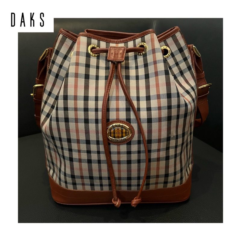 [PRELOVED] - DAKS Bucket Bag | Tas Branded Murah | Tas Vintage Motif Kotak-Kotak