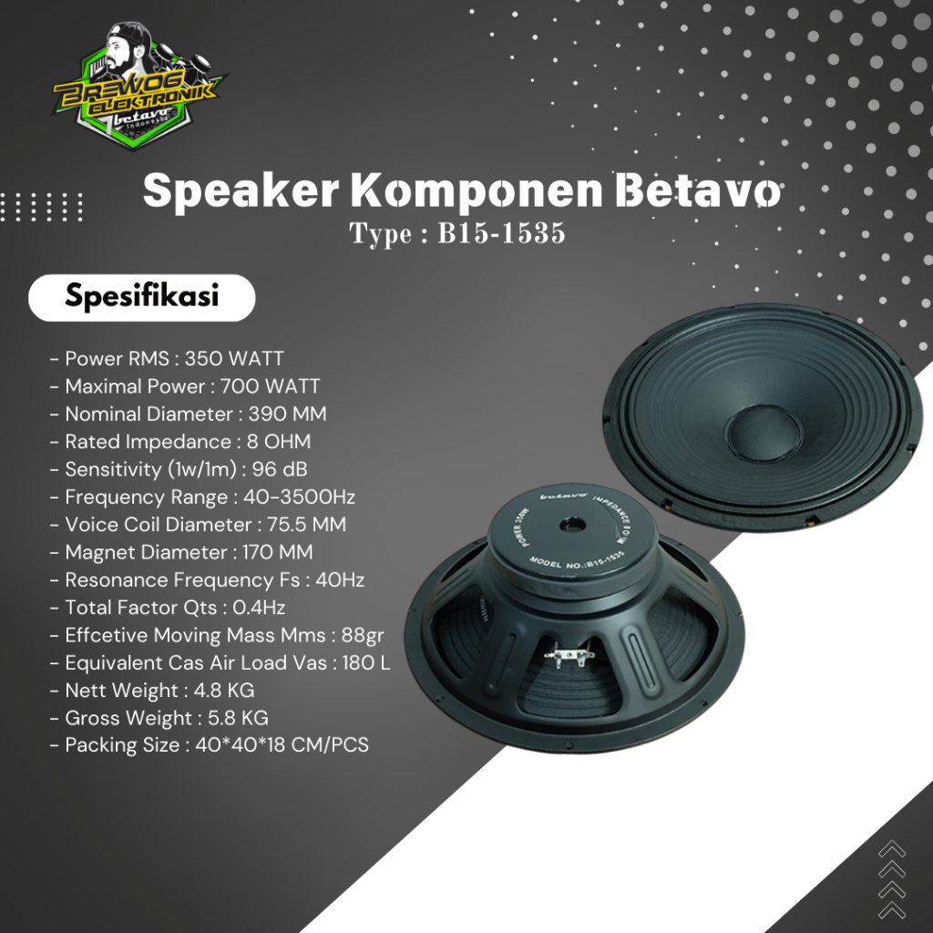 Speaker Komponen Betavo B15-1535