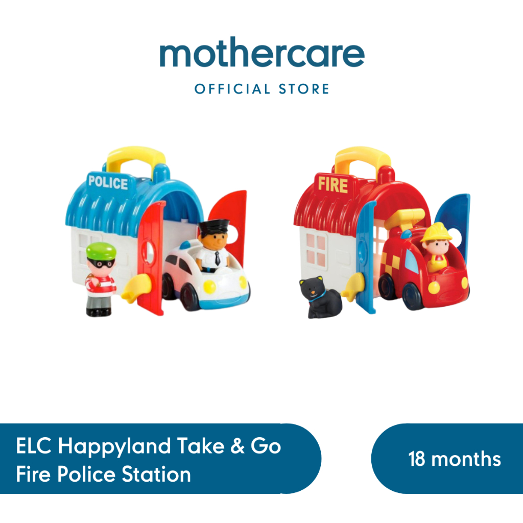 ELC Happyland Take & Go Fire Police Station - Mainan Mobil Pemadam Anak