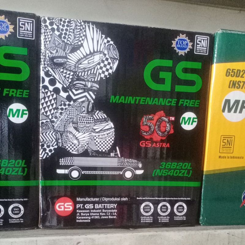 aki mobil gs 36B20L honda jazz brio mobilio