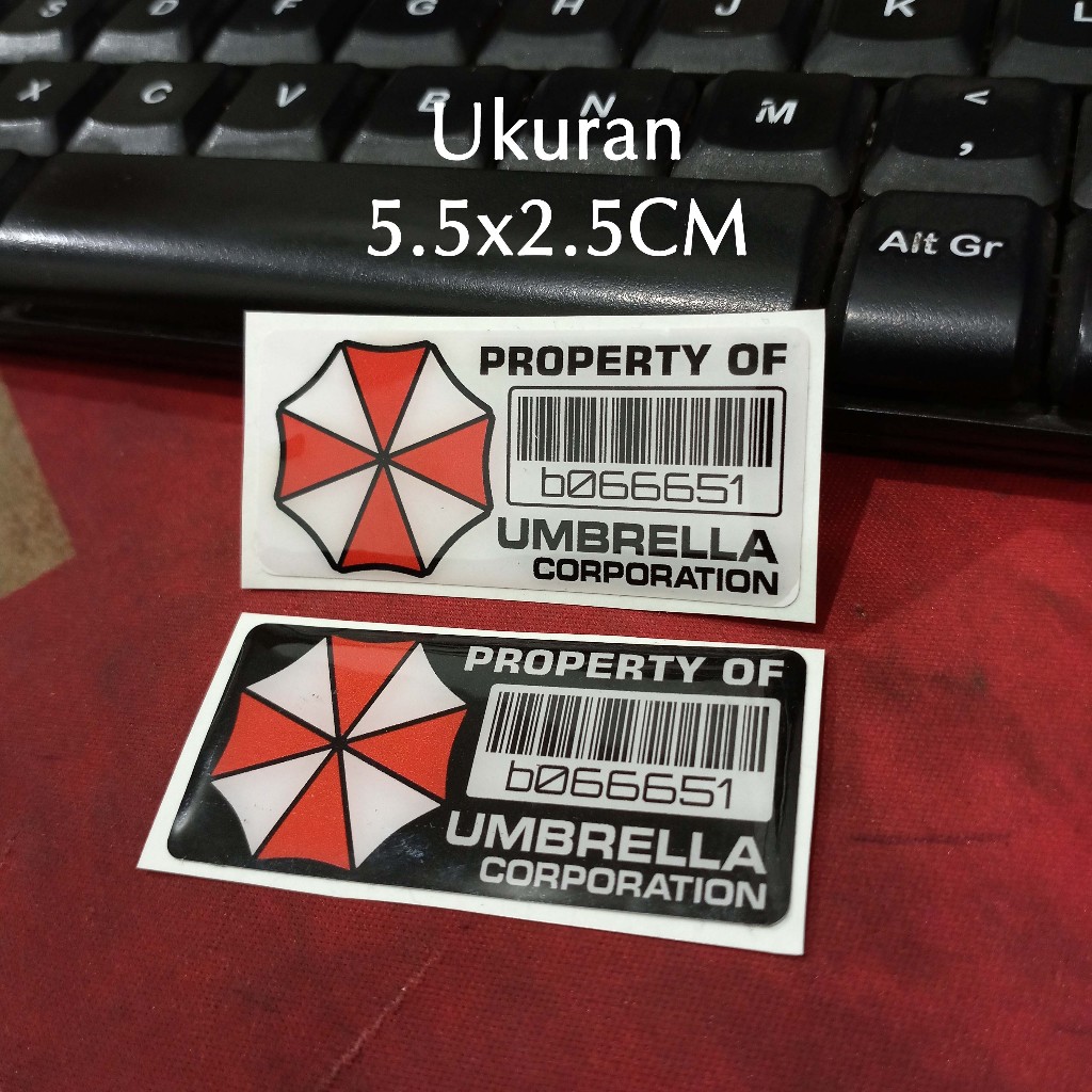 

Sticker Timbul Resin PROPERTY OF UMBRELLA CORPORATION Stiker Logo Lycal 3D Kecil Satuan