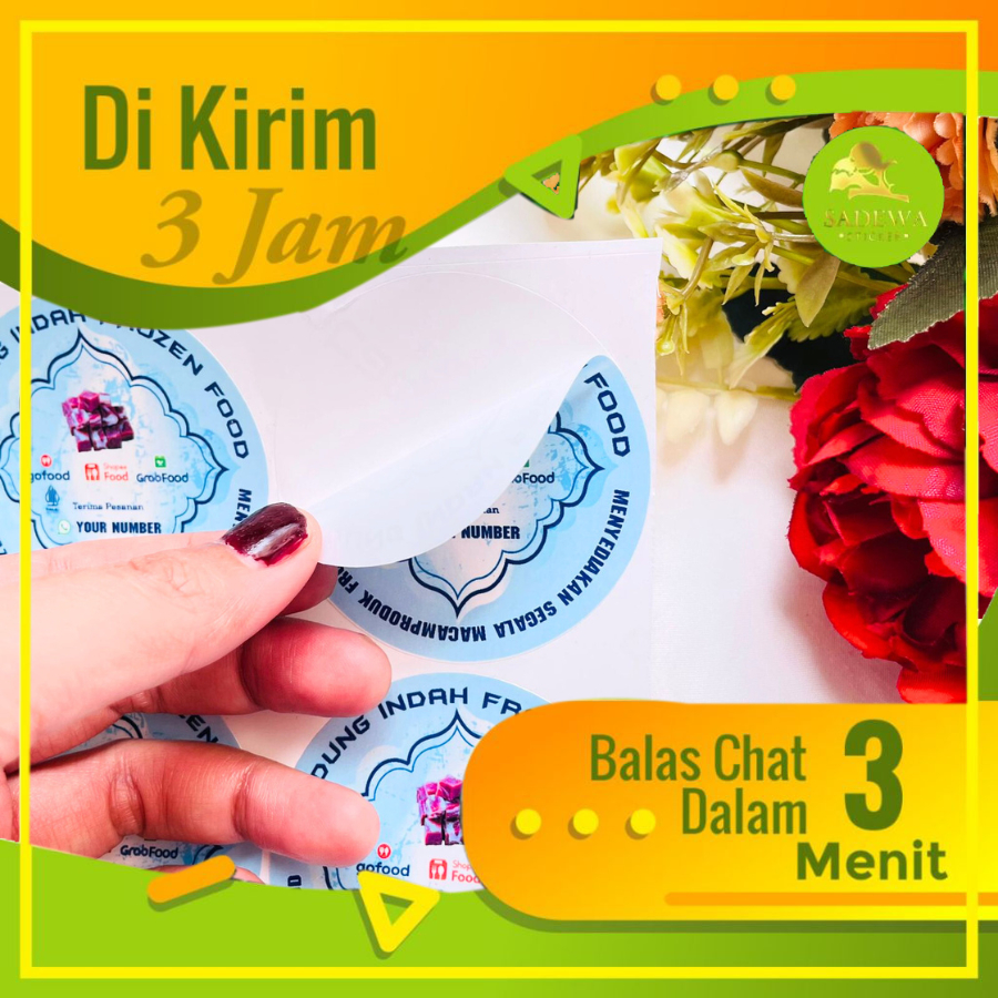 

9-15 Sticker Sadewa Label Kemasan Vinyl Stiker Makanan Anti Air Beku Frozen Food Free Desain Brand